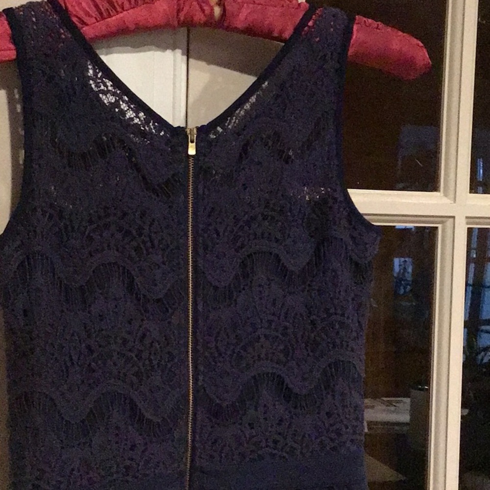 Lilly Pulitzer navy sleeveless dress.